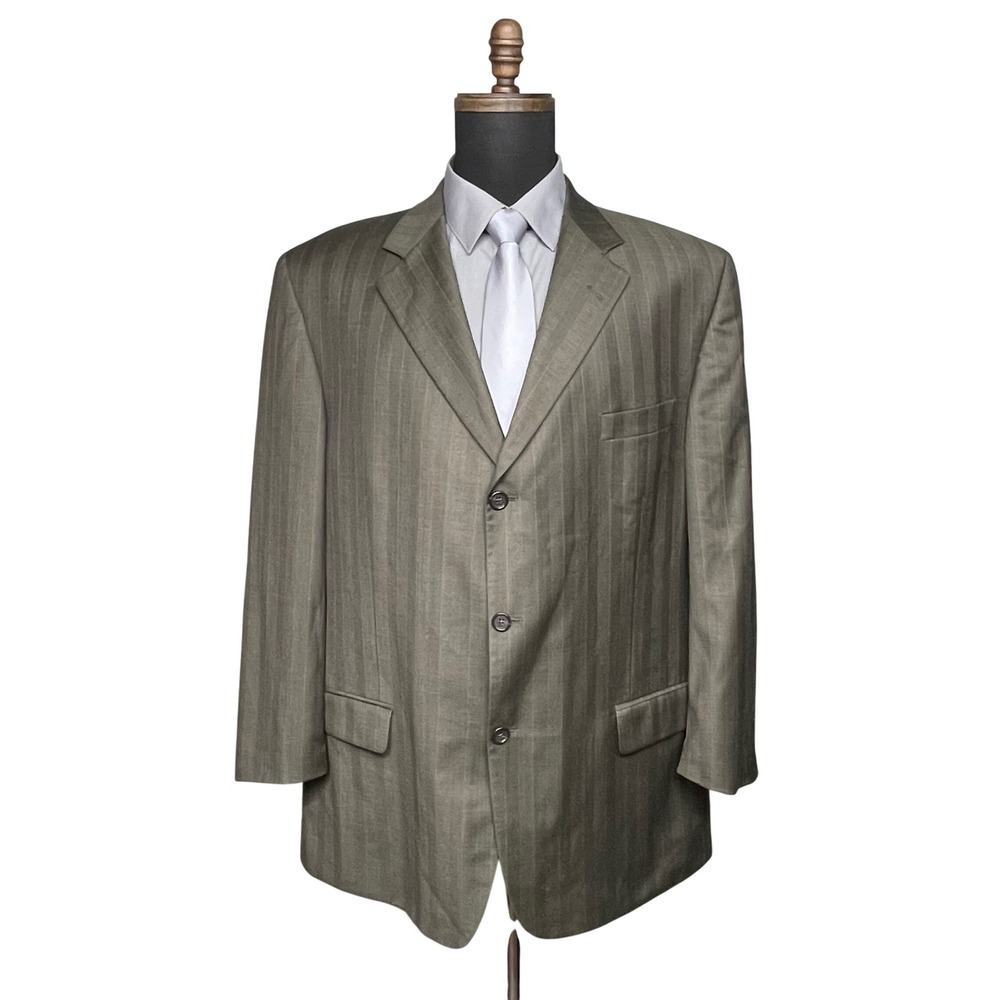 Joseph & Feiss Sport Coat Mens 48R Brown Pinstripe 100% Wool Blazer Union Made